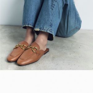 Buckled leather mule loafers size 40 brand new with tags